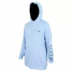 AFTCO Samurai Hooded Performance Long Sleeve Shirts -Apparel Shop aftco samurai hooded performance long sleeves shirt magnum blue heather