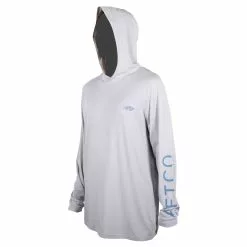 AFTCO Samurai Hooded Performance Long Sleeve Shirts -Apparel Shop aftco samurai hooded performance long sleeves shirt silver heather