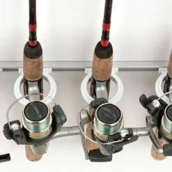 Du-Bro Trac-A-Rod Racks 16 Du-Bro Trac-A-Rod Racks -Apparel Shop du bro trac a rod rack silver track with white rod holder demonstration