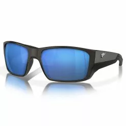 Fin-Nor Backdown Sunglasses -Apparel Shop fin nor backdown sunglasses matte black frame blue mirror lens angled 1