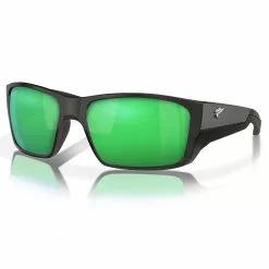 Fin-Nor Backdown Sunglasses -Apparel Shop fin nor backdown sunglasses matte black frame green mirror lens angled 1