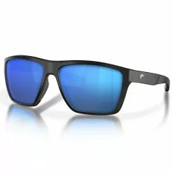 Fin-Nor Big Pine Sunglasses -Apparel Shop fin nor big pine sunglasses matte black frame blue mirror gray lens angled