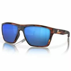 Fin-Nor Big Pine Sunglasses -Apparel Shop fin nor big pine sunglasses matte tea tortoise frame blue mirror gray lens angled