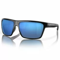 Fin-Nor Circle Hook Sunglasses -Apparel Shop fin nor circle hook sunglasses shiny black frame blue mirror lens angled