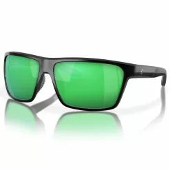 Fin-Nor Circle Hook Sunglasses -Apparel Shop fin nor circle hook sunglasses shiny black frame green mirror lens angled