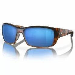 Fin-Nor Dredge Sunglasses -Apparel Shop fin nor dredge sunglasses shiny java tortoise frame blue mirror lens angled
