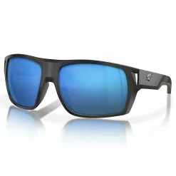 Fin-Nor Hells Bay Sunglasses -Apparel Shop fin nor hells bay sunglasses matte black frame blue mirror lens angled