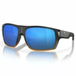 Fin-Nor Hells Bay Sunglasses -Apparel Shop fin nor hells bay sunglasses mt blk oak grain fade frame blue mirror lens angled