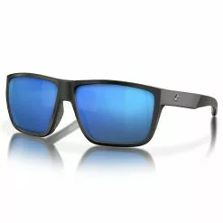 Fin-Nor Popper Sunglasses -Apparel Shop fin nor popper sunglasses matte black frame blue mirror lens angled