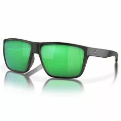 Fin-Nor Popper Sunglasses -Apparel Shop fin nor popper sunglasses matte black frame green mirror lens angled