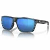 Fin-Nor Popper Sunglasses -Apparel Shop fin nor popper sunglasses matte smoke stripe frame blue mirror lens angled 1 1