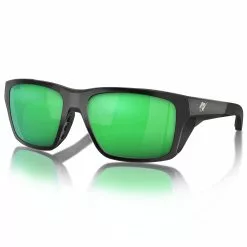 Fin-Nor Rum Line Sunglasses -Apparel Shop fin nor rum line sunglasses matte black frame green mirror lens angled