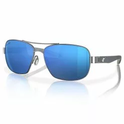 Fin-Nor Sandspur Sunglasses -Apparel Shop fin nor sandspur sunglasses satin gunmetal frosted matte gray frame blue mirror lens angled