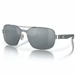 Fin-Nor Sandspur Sunglasses -Apparel Shop fin nor sandspur sunglasses satin gunmetal frosted matte gray frame silver mirror lens angled
