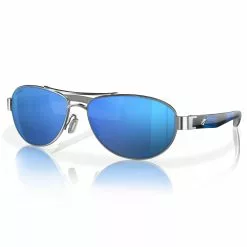 Fin-Nor Sea Shore Sunglasses -Apparel Shop fin nor sea shore sunglasses silver black sky blue frame blue mirror lens angled 1