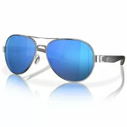Fin-Nor Spring Tide Sunglasses -Apparel Shop fin nor spring tide sunglasses silver matte charcoal stripe frame blue mirror lens angled 1