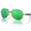 Fin-Nor Spring Tide Sunglasses -Apparel Shop fin nor spring tide sunglasses silver matte charcoal stripe frame green mirror lens angled 2