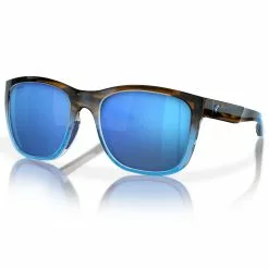 Fin-Nor Tilloo Sunglasses -Apparel Shop fin nor tilloo sunglasses brown stripe blue fade frame blue mirror lens angled 1